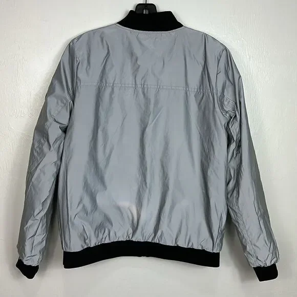Calvin Klein Performance Reversible Black Silver Quilted Bomber Jacket Size M - Picture 8 of 12